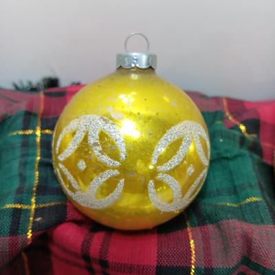yellow glass Shiny Brite & Western Germany Glass Christmas ornaments