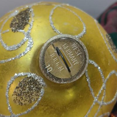 yellow glass Shiny Brite & Western Germany Glass Christmas ornaments