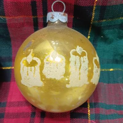 yellow glass Shiny Brite & Western Germany Glass Christmas ornaments