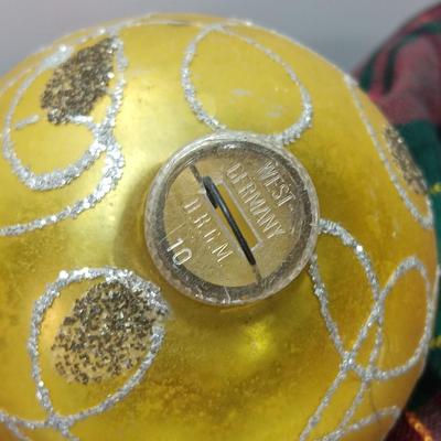 yellow glass Shiny Brite & Western Germany Glass Christmas ornaments