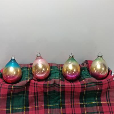 Four vintage multi- colored Christmas ornaments Shiny Brite