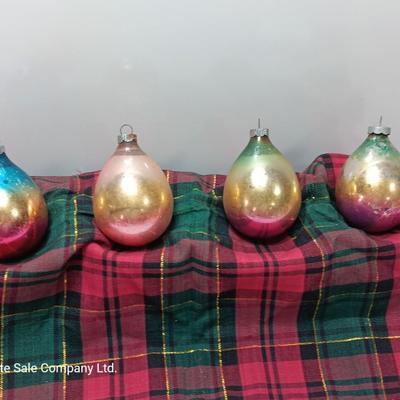 Four vintage multi- colored Christmas ornaments Shiny Brite