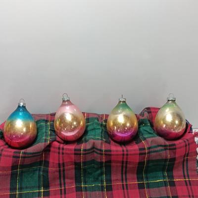 Four vintage multi- colored Christmas ornaments Shiny Brite
