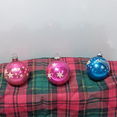 Three Vintage Shiny Brite Ornaments with Stars and Planets