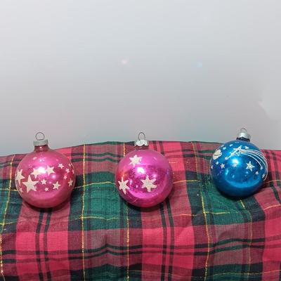Three Vintage Shiny Brite Ornaments with Stars and Planets