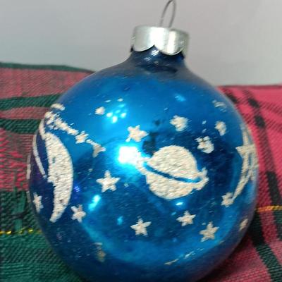 Three Vintage Shiny Brite Ornaments with Stars and Planets