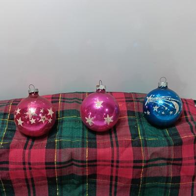 Three Vintage Shiny Brite Ornaments with Stars and Planets