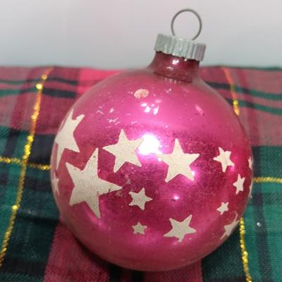 Three Vintage Shiny Brite Ornaments with Stars and Planets