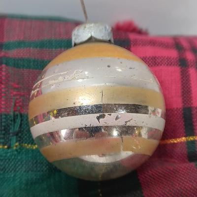 Vintage Shiny Brite ornaments with stripes