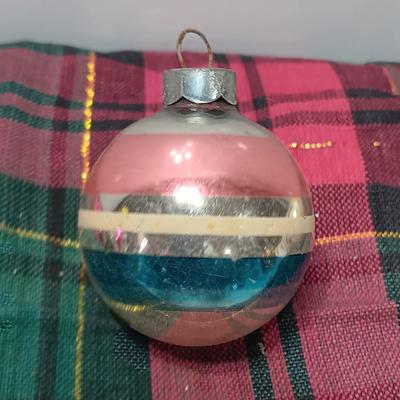 Vintage Shiny Brite ornaments with stripes