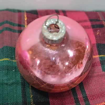 Four multicolored Shiny Brite Glass ornaments