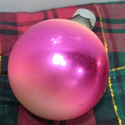 Four multicolored Shiny Brite Glass ornaments