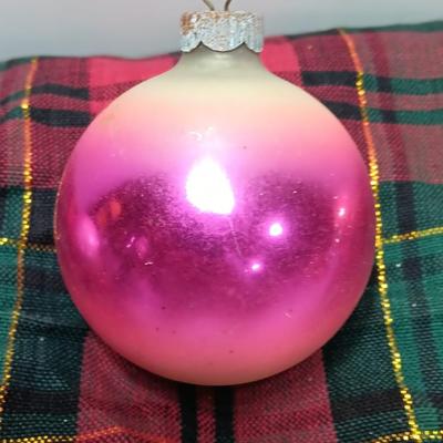 Four multicolored Shiny Brite Glass ornaments