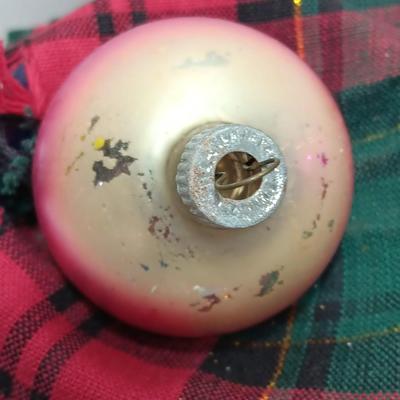 Four multicolored Shiny Brite Glass ornaments