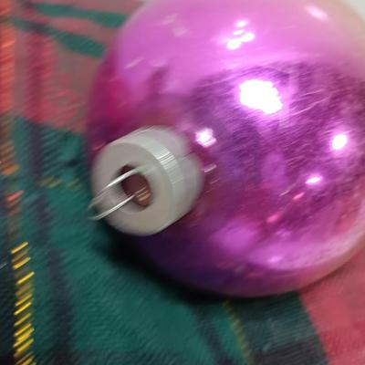 Four multicolored Shiny Brite Glass ornaments