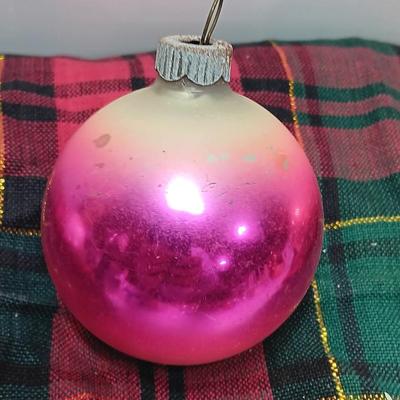 Four multicolored Shiny Brite Glass ornaments