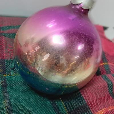 Four multicolored Shiny Brite Glass ornaments
