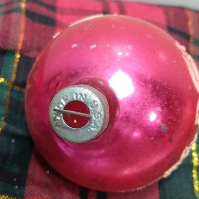 Three vintage Shiny Brite Poinsettia ornaments