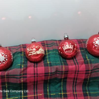Four Vintage Christmas ornaments - Shiny Brite Silent night and others