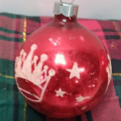 Four Vintage Christmas ornaments - Shiny Brite Silent night and others