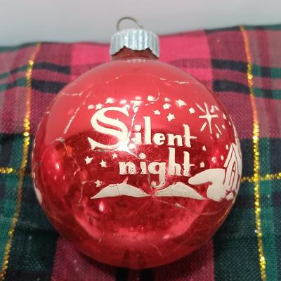 Four Vintage Christmas ornaments - Shiny Brite Silent night and others