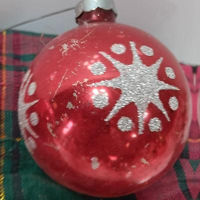 Four Vintage Christmas ornaments - Shiny Brite Silent night and others