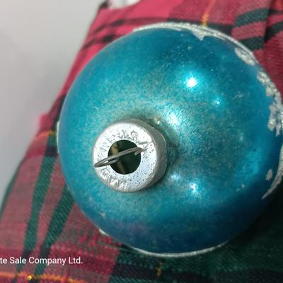 Three blue Shiny Brite ornaments with Doves