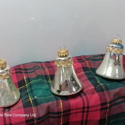Three vintage KREBS bell ornaments