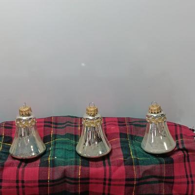 Three vintage KREBS bell ornaments