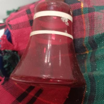 Four vintage glass bell ornaments - shiny Brite red and yellow