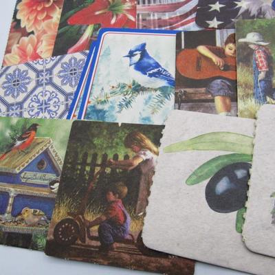 Lot of Miscellanous Drink Coasters, Flowery, Patriotic, Vegetables, & More