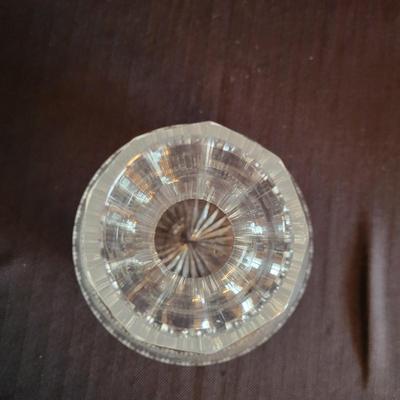 Two Etched Crystal Vases and a Glass Bowl (DR-DW)