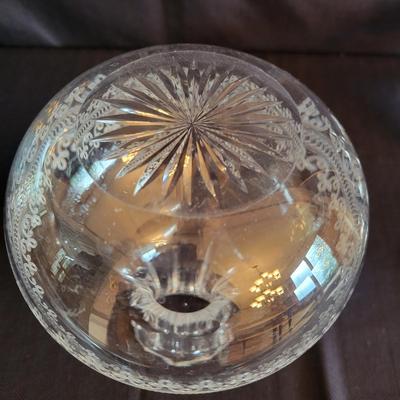 Two Etched Crystal Vases and a Glass Bowl (DR-DW)
