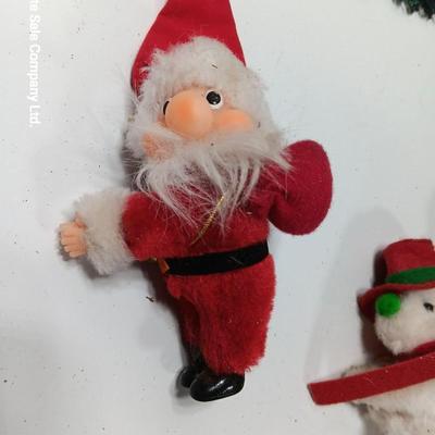 Three plush clip-on Christmas Decorations