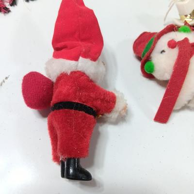 Three plush clip-on Christmas Decorations