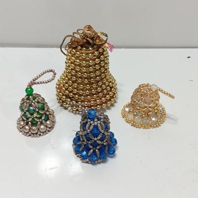 Vintage handmade beaded bell ornaments