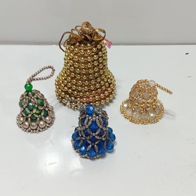 Vintage handmade beaded bell ornaments