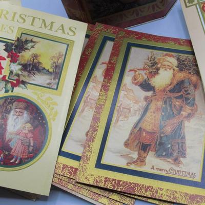 Santa Claus Holiday Tin with Envelopes & Blank Cards