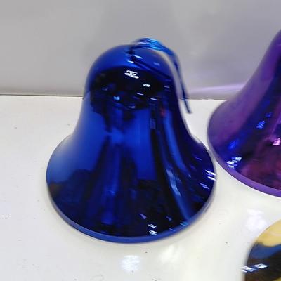 Collection of plastic Colored bells for decorations