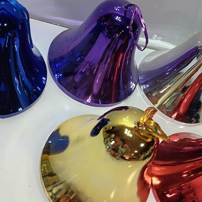 Collection of plastic Colored bells for decorations