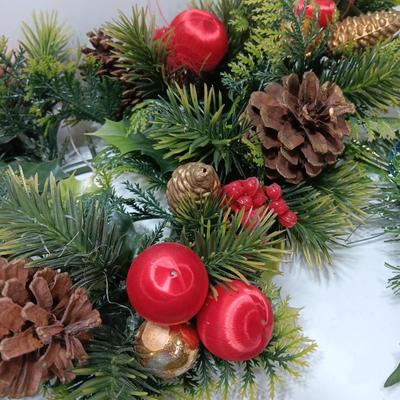 Vintage plastic greenery Christmas pinecones and presents