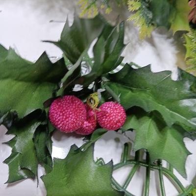 Vintage plastic greenery Christmas pinecones and presents