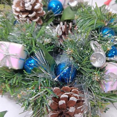 Vintage plastic greenery Christmas pinecones and presents