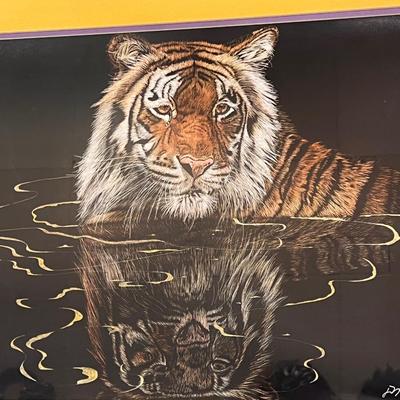Jeanine Nahre Falcone. ~ S/N Framed Tiger Print In LSU Colors