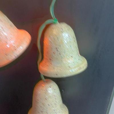 Vintage 1950s Christmas Bell Glitter String Lights Hard Plastic Working Set of 5