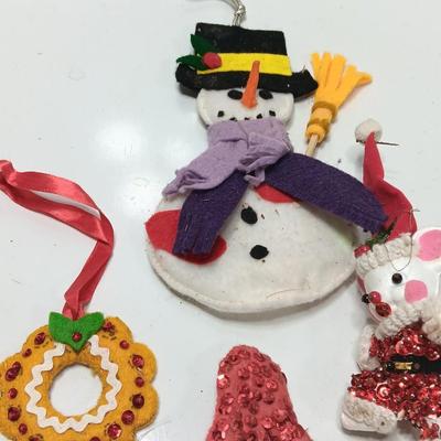 Vintage fabric & felt Tree ornaments HANDMADE