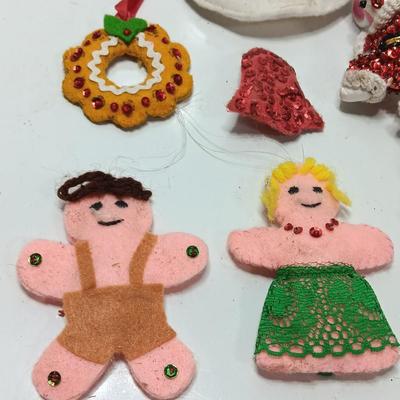 Vintage fabric & felt Tree ornaments HANDMADE