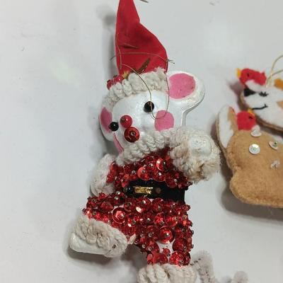 Vintage fabric & felt Tree ornaments HANDMADE