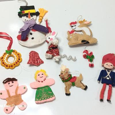 Vintage fabric & felt Tree ornaments HANDMADE