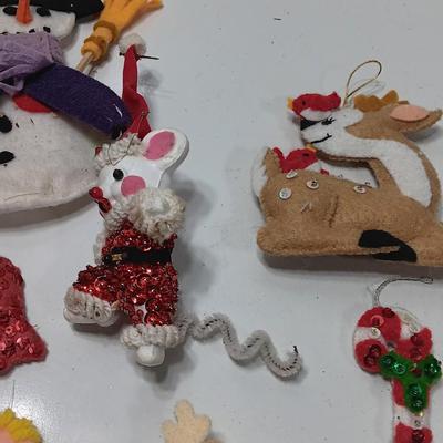 Vintage fabric & felt Tree ornaments HANDMADE